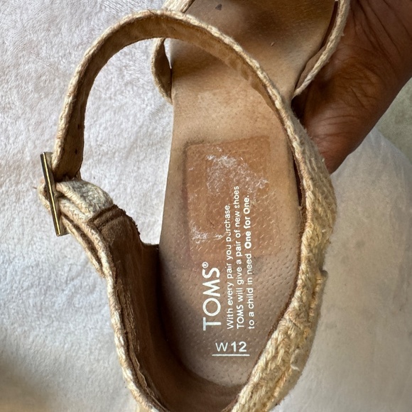12  W - TOMS Tan Cork Platform Wedge Sandal Women’s Ankle Strap Sandals - Picture 11 of 11